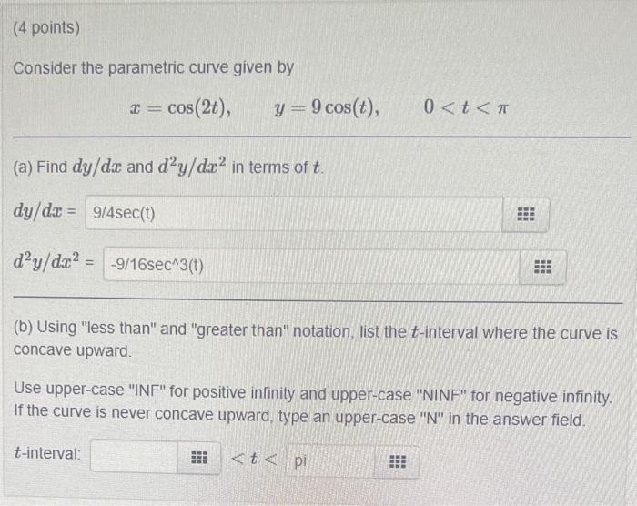 Solved Consider The Parametric Curve Given By Chegg