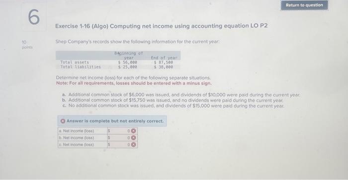 Solved 6 10 Points Exercise 1 16 Algo Computing Net Income Chegg