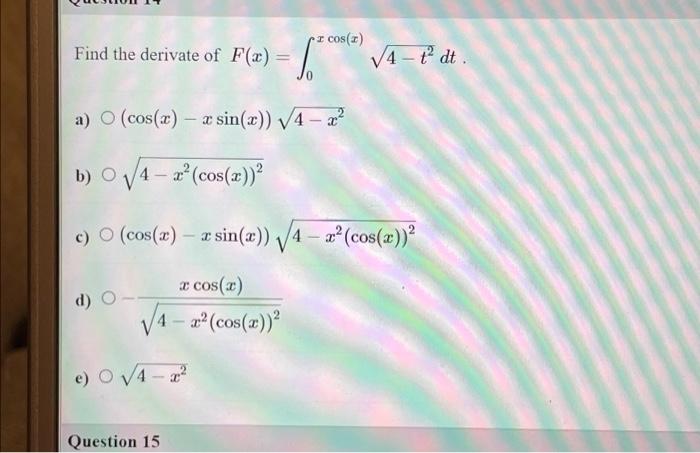 Solved I Cos Find The Derivate Of F X F X A Chegg