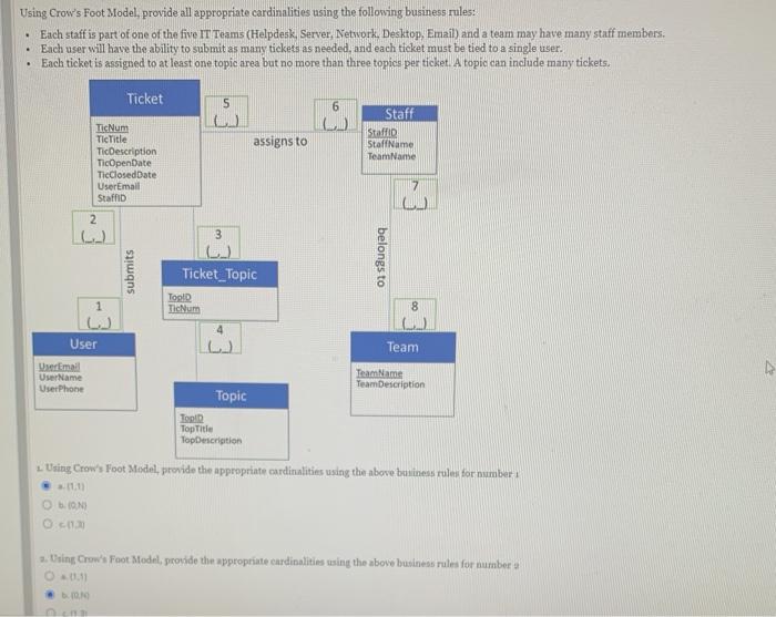 Solved Using Crow S Foot Model Provide All Appropriate Chegg