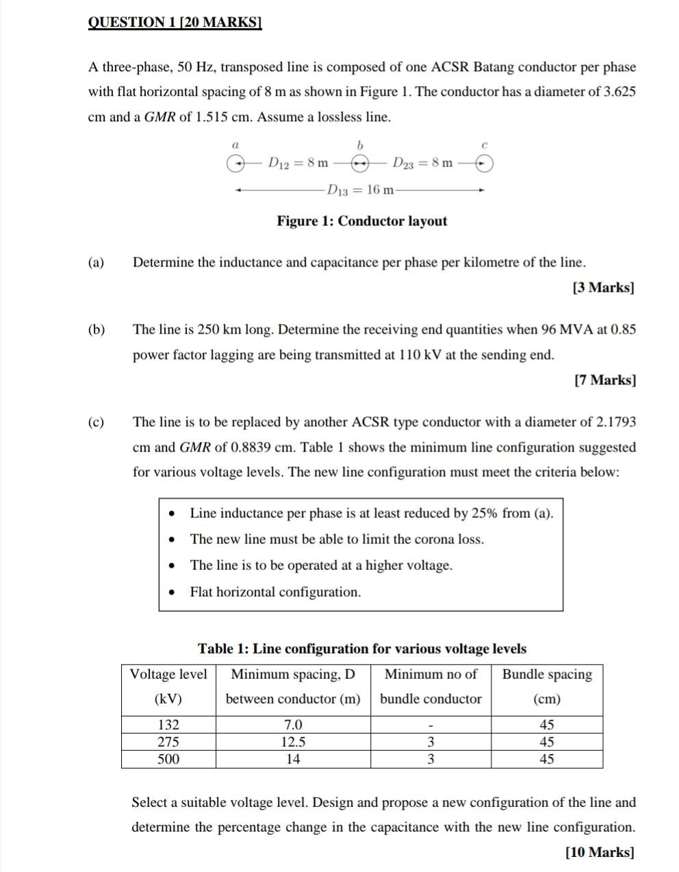 Solved Question Marks A Three Phase Hz Transposed Chegg