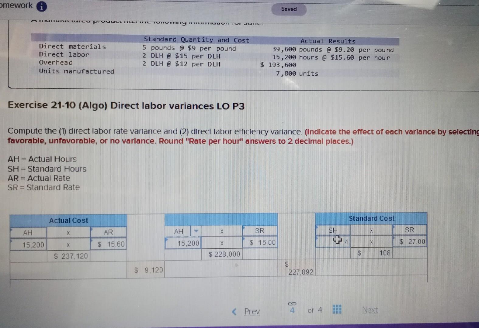 Solved Exercise Algo Direct Labor Variances Lo P Chegg