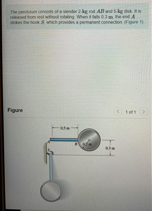 Solved The Pendulum Consists Of A Slender 2 Kg Rod AB And Chegg