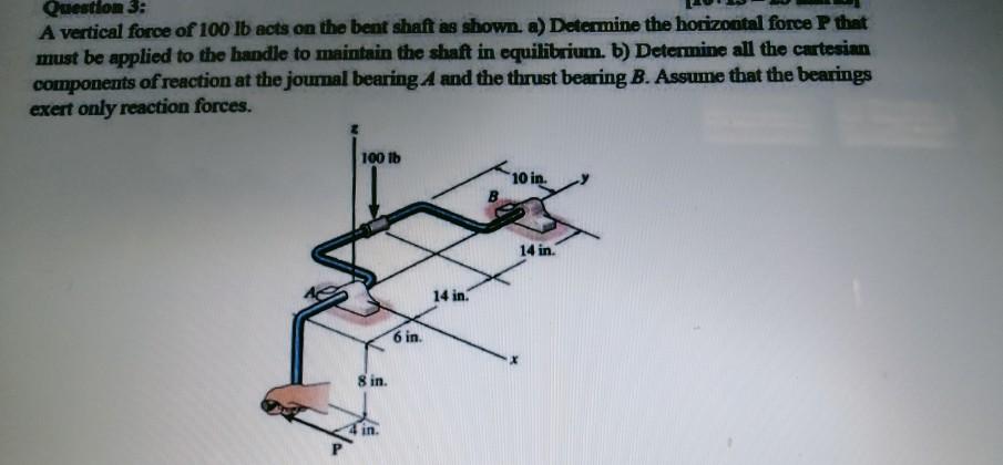 Solved Question 3 A Vertical Force Of 100 Lb Acts On The Chegg