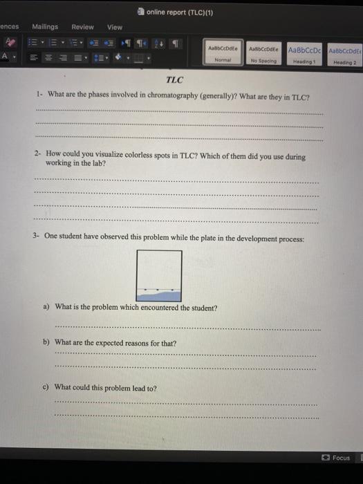 Solved Online Report Tlc Ences Mailings Review View Chegg