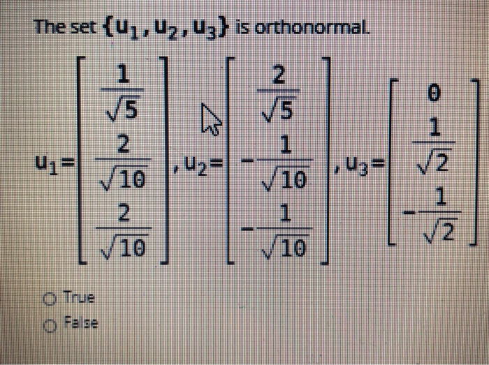 Solved The Set U U U Is Orthonormal Sv Chegg