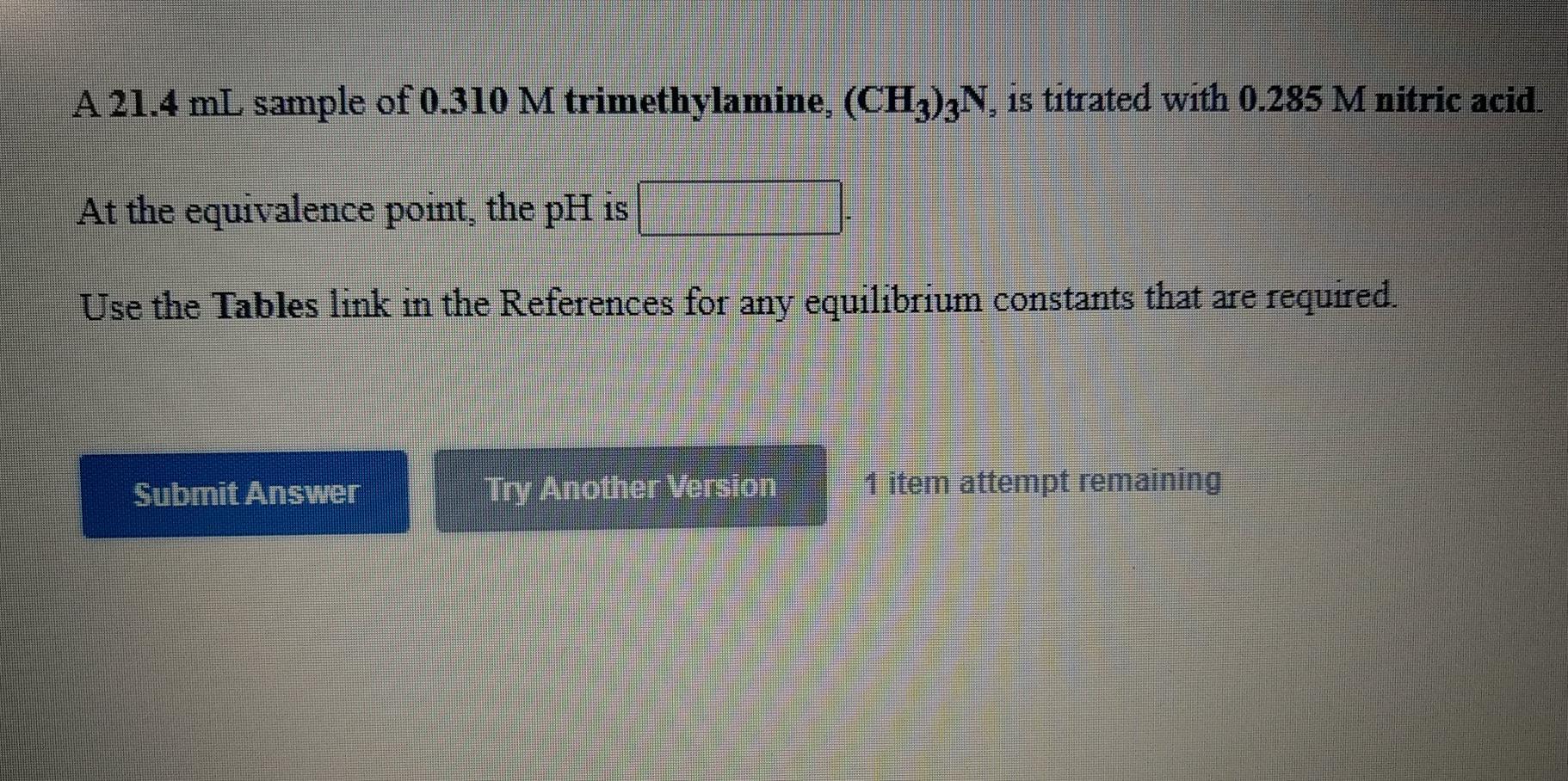 Solved A Ml Sample Of M Trimethylamine Ch N Chegg