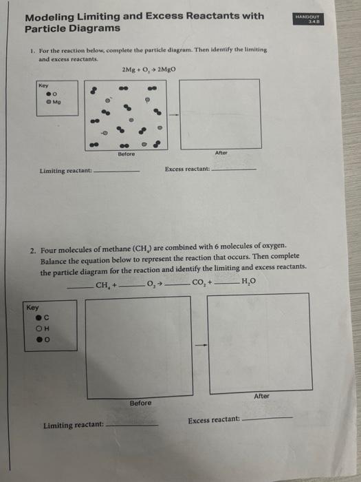 Solved Modeling Limiting And Excess Reactants With Particle Chegg