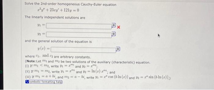 Solved Solve The 2 Nd Order Homogeneous Cauchy Euler Chegg