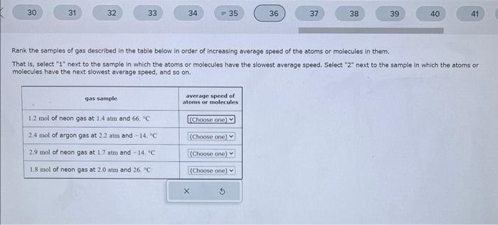 Solved Rank The Samples Of Gas Described In The Table Below Chegg