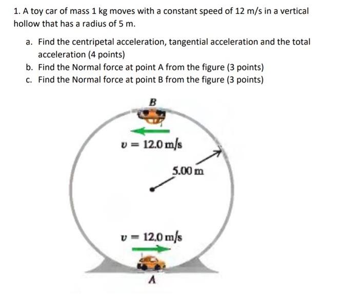 Solved A Toy Car Of Mass Kg Moves With A Constant Speed Chegg