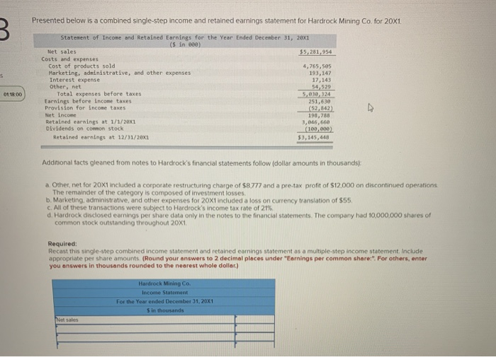 Solved Presented Below Is A Combined Single Step Income And Chegg