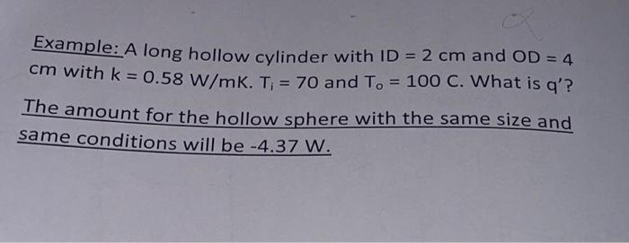 Solved Example A Long Hollow Cylinder With Id Cm And Od Chegg