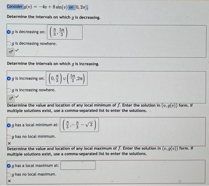 Solved Consider g v 4v 8sin v on 0 2π Determine the Chegg