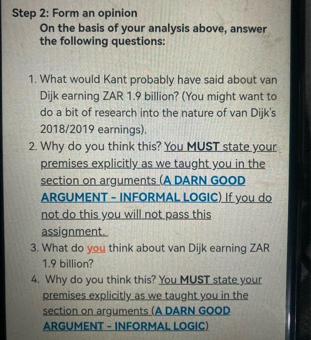 Solved Step Form An Opinion On The Basis Of Your Analysis Chegg