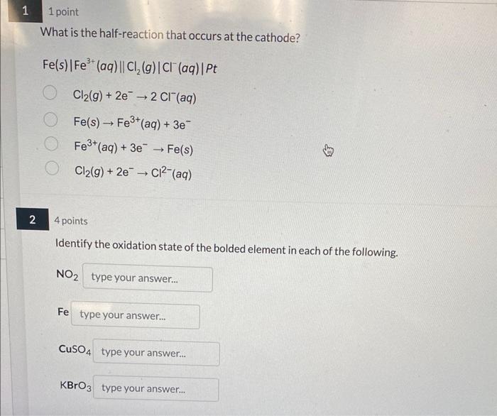 Solved What Is The Half Reaction That Occurs At The Cathode Chegg