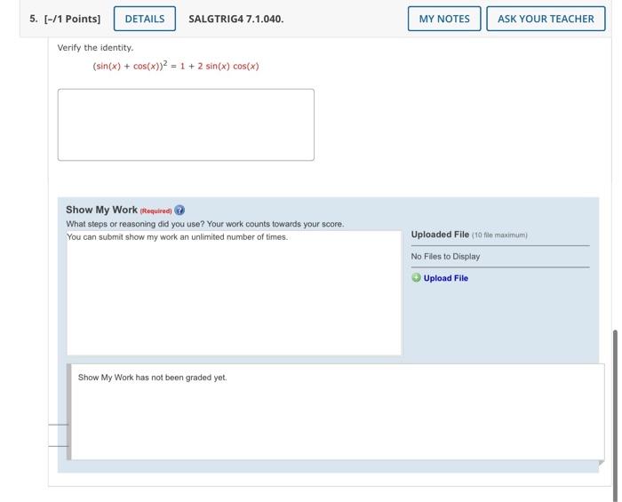 Solved Verify The Identity Sin X Cos X Sin X Cos X Chegg