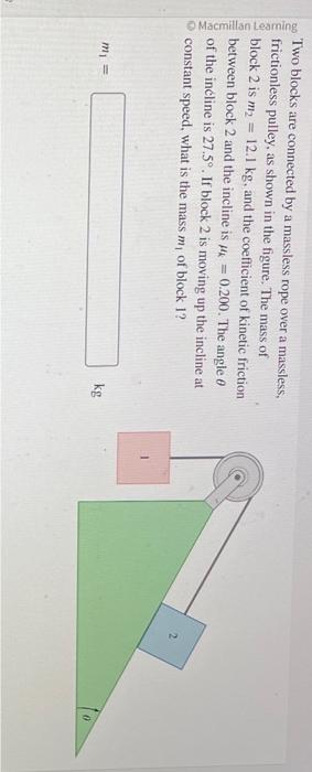 Solved Two Blocks Are Connected By A Massless Rope Over