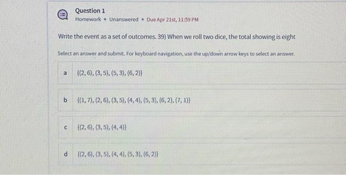 Solved Question 1 Homework Unanswered DueApr 21st 11 59 Chegg