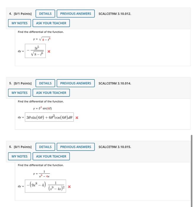 Solved 4 0 1 Points SCALCET9M 3 10 012 Find The Chegg