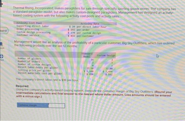 Solved Thermal Rising Incorporated Makes Paragliders For Chegg