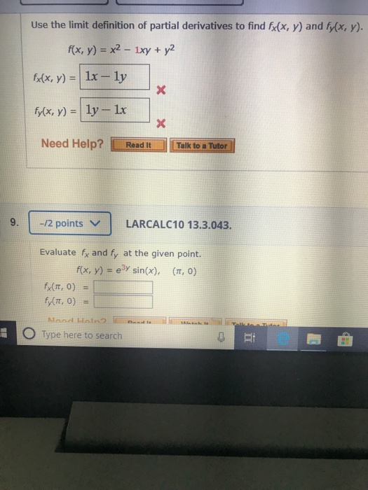 Solved Use The Limit Definition Of Partial Derivatives To Chegg