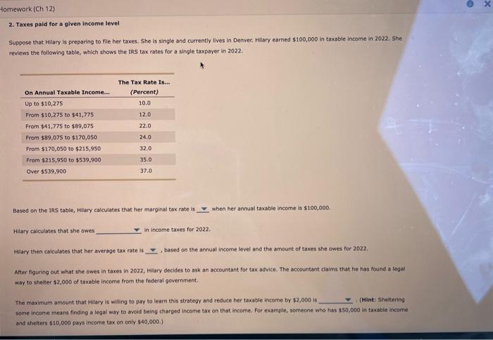 Solved Taxes Paid For A Given Income Level Suppose That Chegg