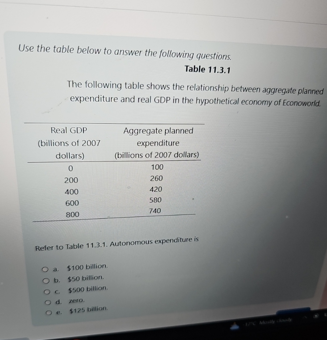 Solved Use The Table Below To Answer The Following Chegg