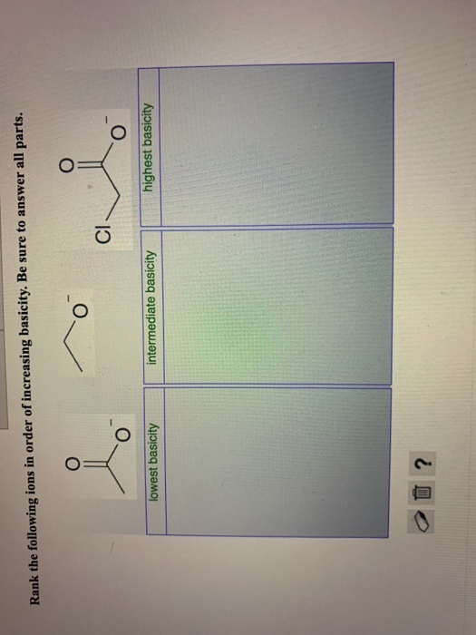 Solved Rank The Following Ions In Order Of Increasing Chegg