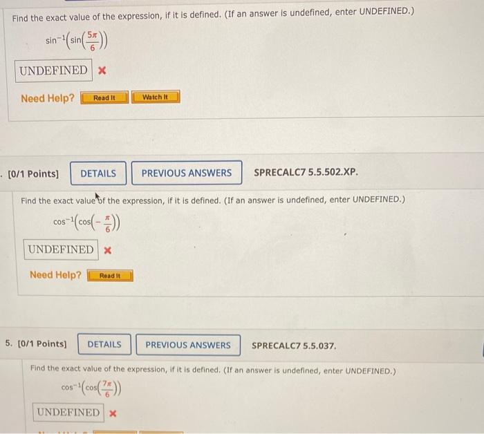 Solved Find The Exact Value Of The Expression If It Is Chegg