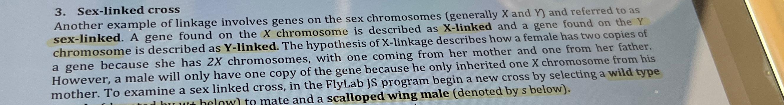 Solved Sex Linked Crossanother Example Of Linkage Involves Chegg