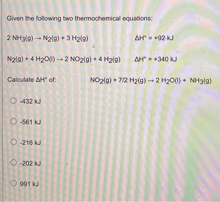 Solved Given The Following Two Thermochemical Equations Chegg