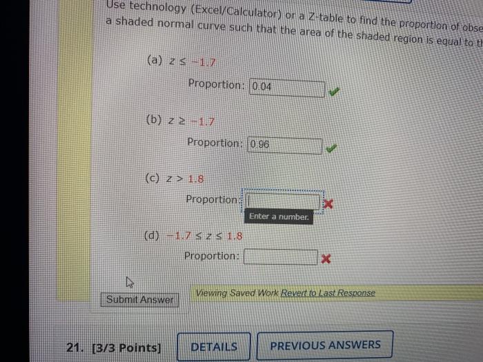 Solved Use Technology Excel Calculator On A Z Table To Find Chegg