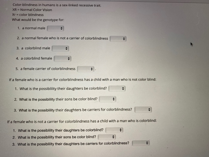 Solved Color Blindness In Humans Is A Sex Linked Recessive Chegg