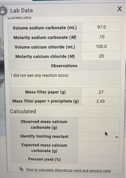 Solved Lab Data Conecteu Volume Sodium Carbonate Ml Chegg