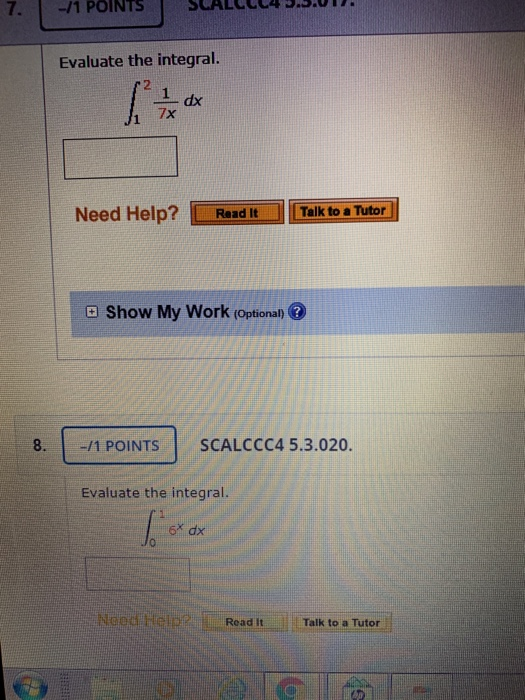 Solved 1 POINTS SCALC 45 01 Evaluate The Integral Chegg