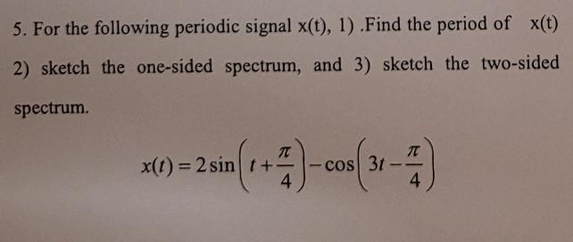 Solved For The Following Periodic Signal X T 1 Chegg