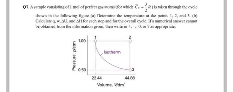 Solved Q A Sample Consisting Of Mol Of Perfect Gas Atoms Chegg