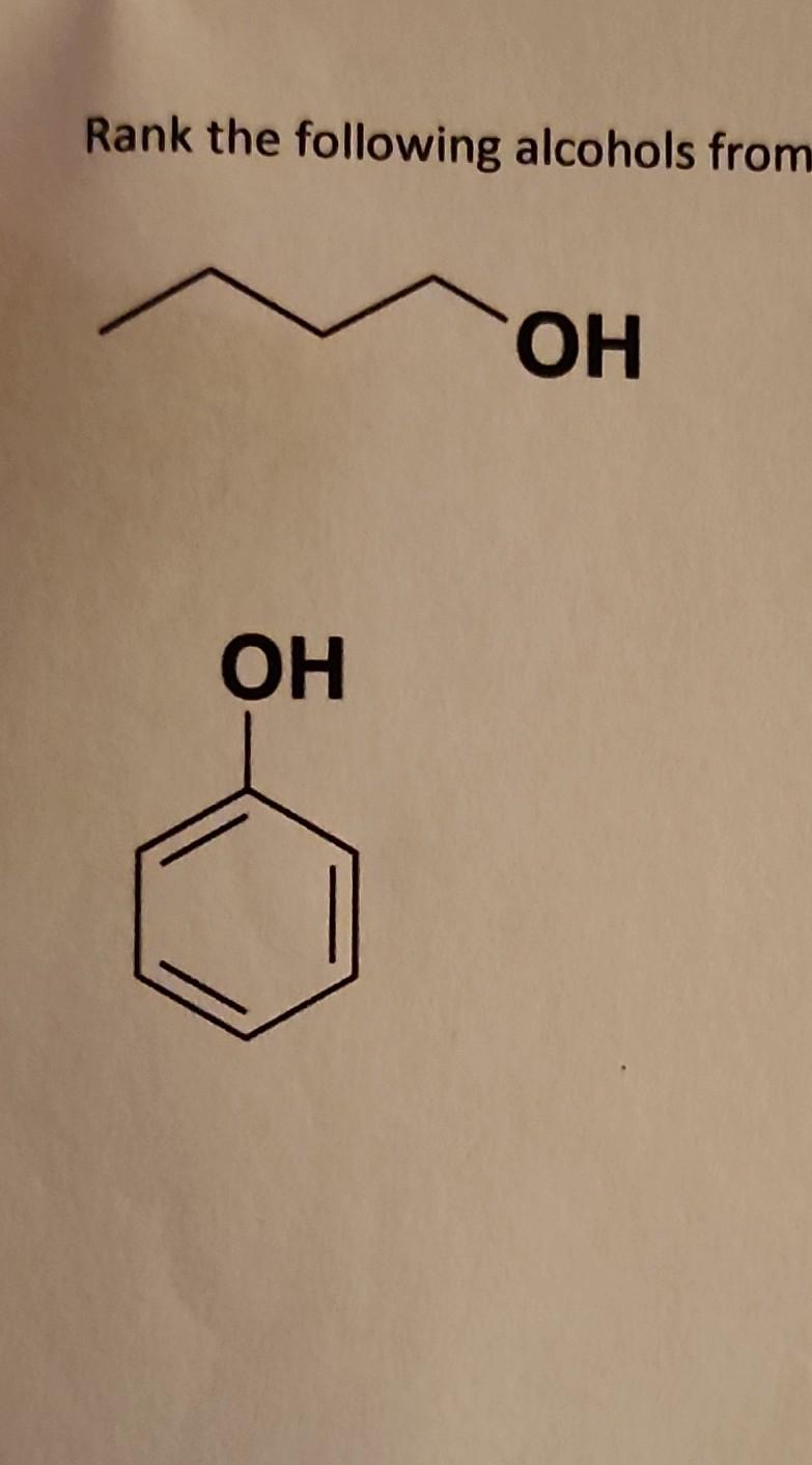 Solved Rank The Following Alcohols From Chegg