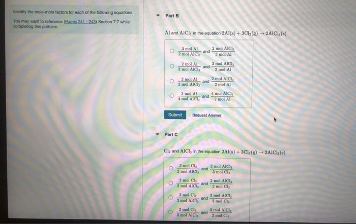 Solved Part Identify The Mole Mole Factors For Each Of The Chegg