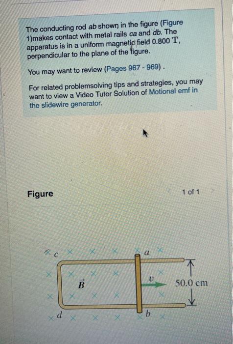 Solved The Conducting Rod Ab Shown In The Figure Figure Chegg