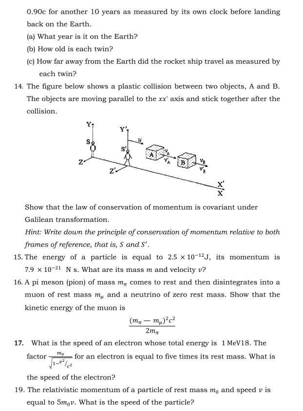 Solved 1 Spacecraft A Is Moving At 0 90c With Respect To Chegg