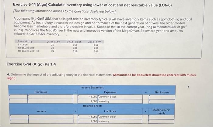 Solved Exercise Algo Calculate Inventory Using Lower Chegg