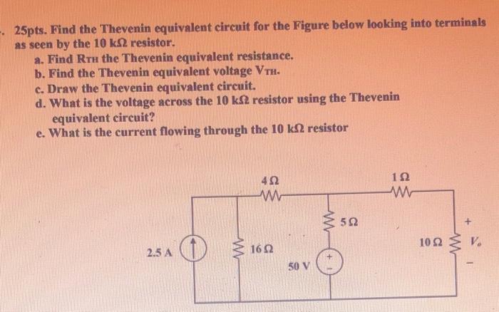 Solved 25pts Find The Thevenin Equivalent Circuit For The Chegg