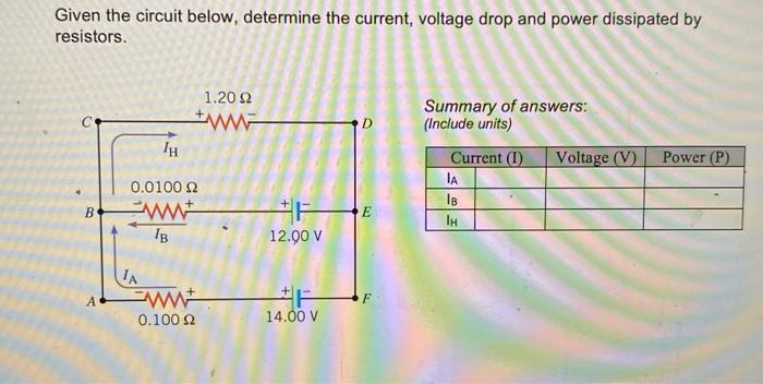 Solved Given The Circuit Below Calculate A Total Chegg