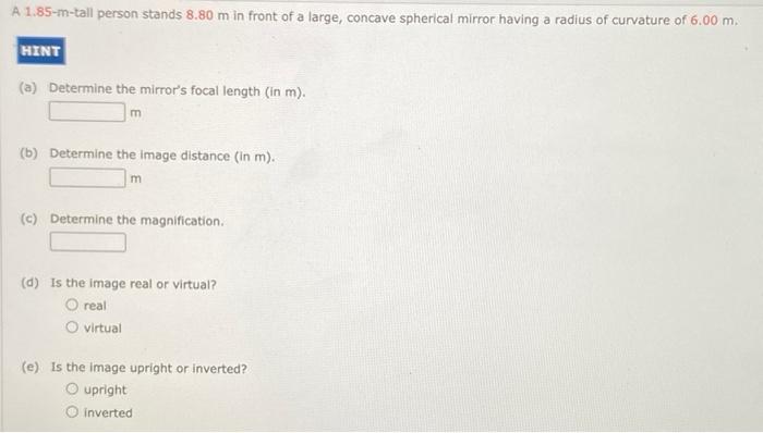 Solved A M Tall Person Stands M In Front Of A Chegg