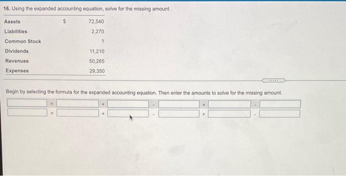 Solved Using The Expanded Accounting Equation Solve For Chegg