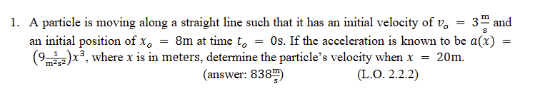 Solved A Particle Is Moving Along A Straight Line Such That Chegg