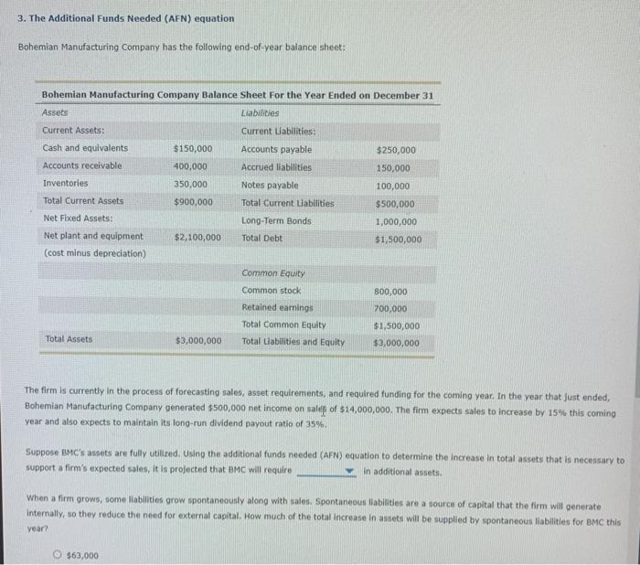 Solved The Additional Funds Needed Afn Equation Chegg