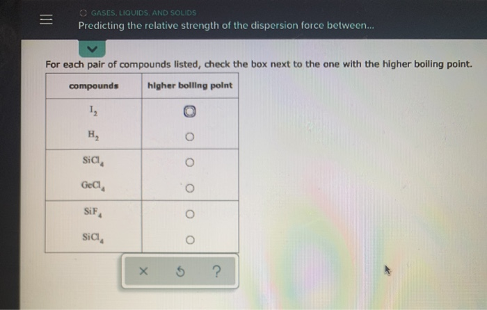 Solved O Gases Liquids And Solids Predicting The Relative Chegg